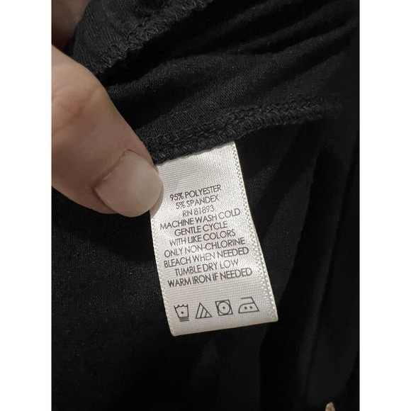 H By Halston Women’s Short Sleeve Faux Wrap Blouse Black Knit Fabric Size M NWOT - Picture 6 of 6